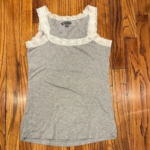 GAP Gray Tank Top with White Lace Trim